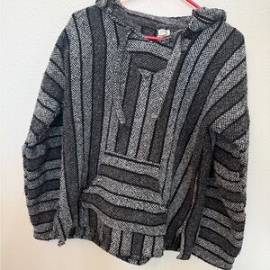 Black and Gray Striped Hoodie